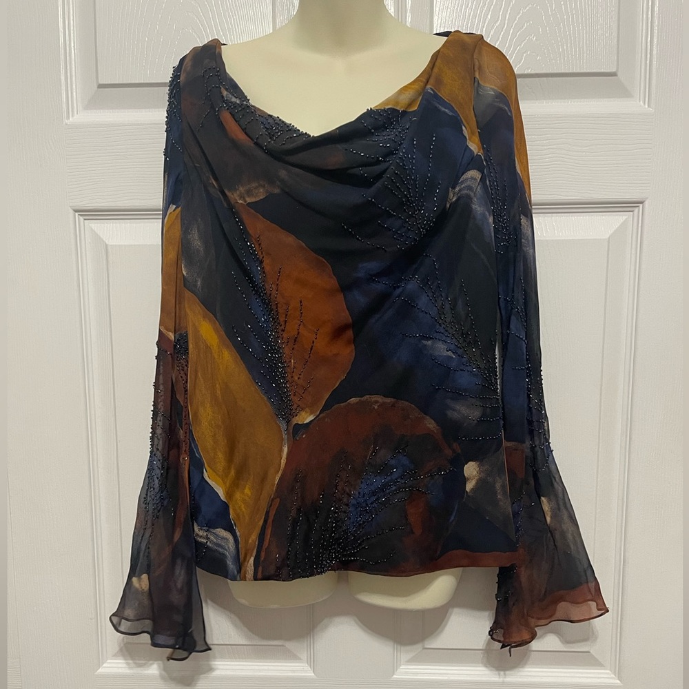 Blouse dark blue&brown NEW missing tag CARMEN MARC VALVO
COLLECTION size 16